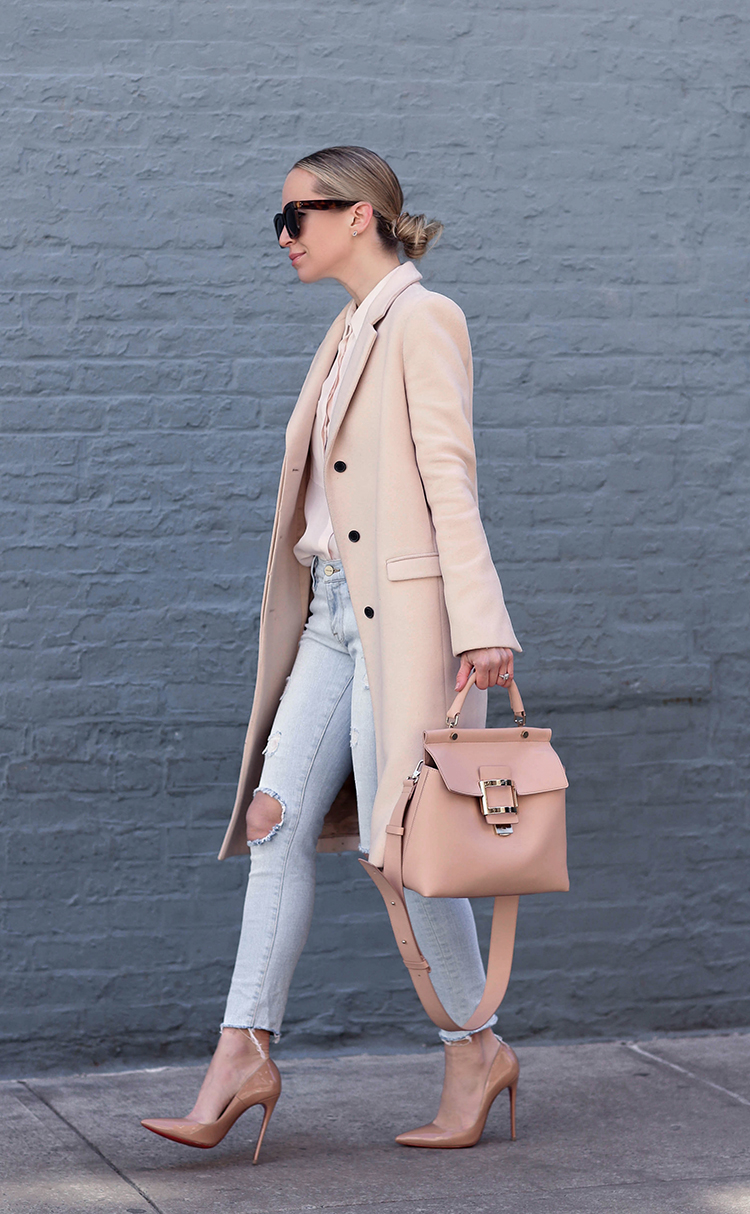 Spring Style, Blush Coat, blush Roger Vivier Bag