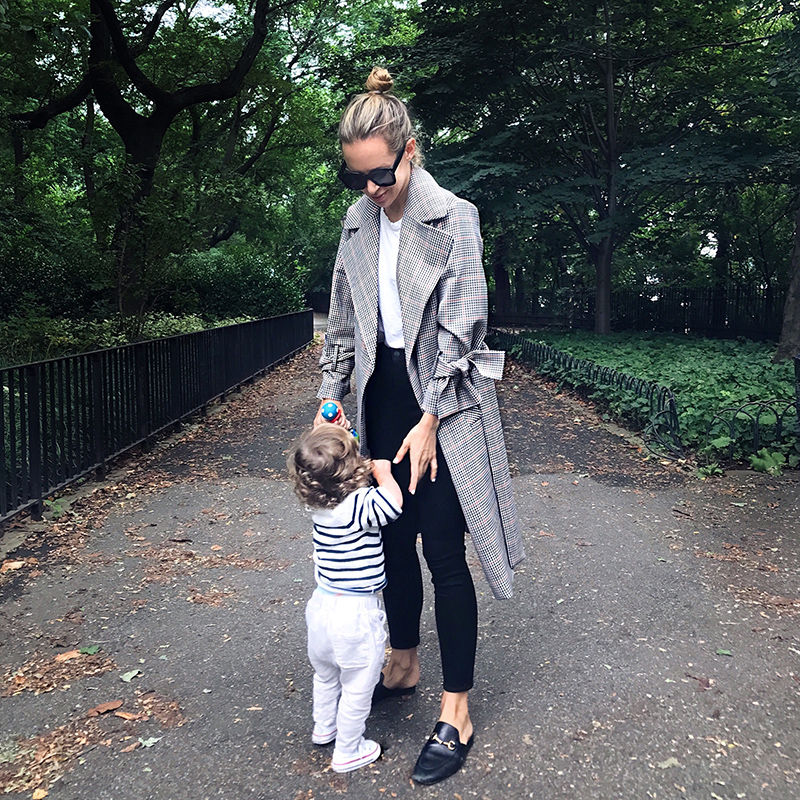 Chic Mom Outfits with pants, shirt, and coat